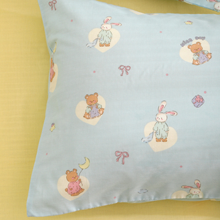 月亮童话蓝宝宝婴儿母婴双层纱儿童枕套单个一对装枕头套全棉纯棉