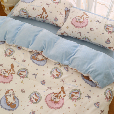 牛奶绒珊瑚绒被套单件四件套冬季