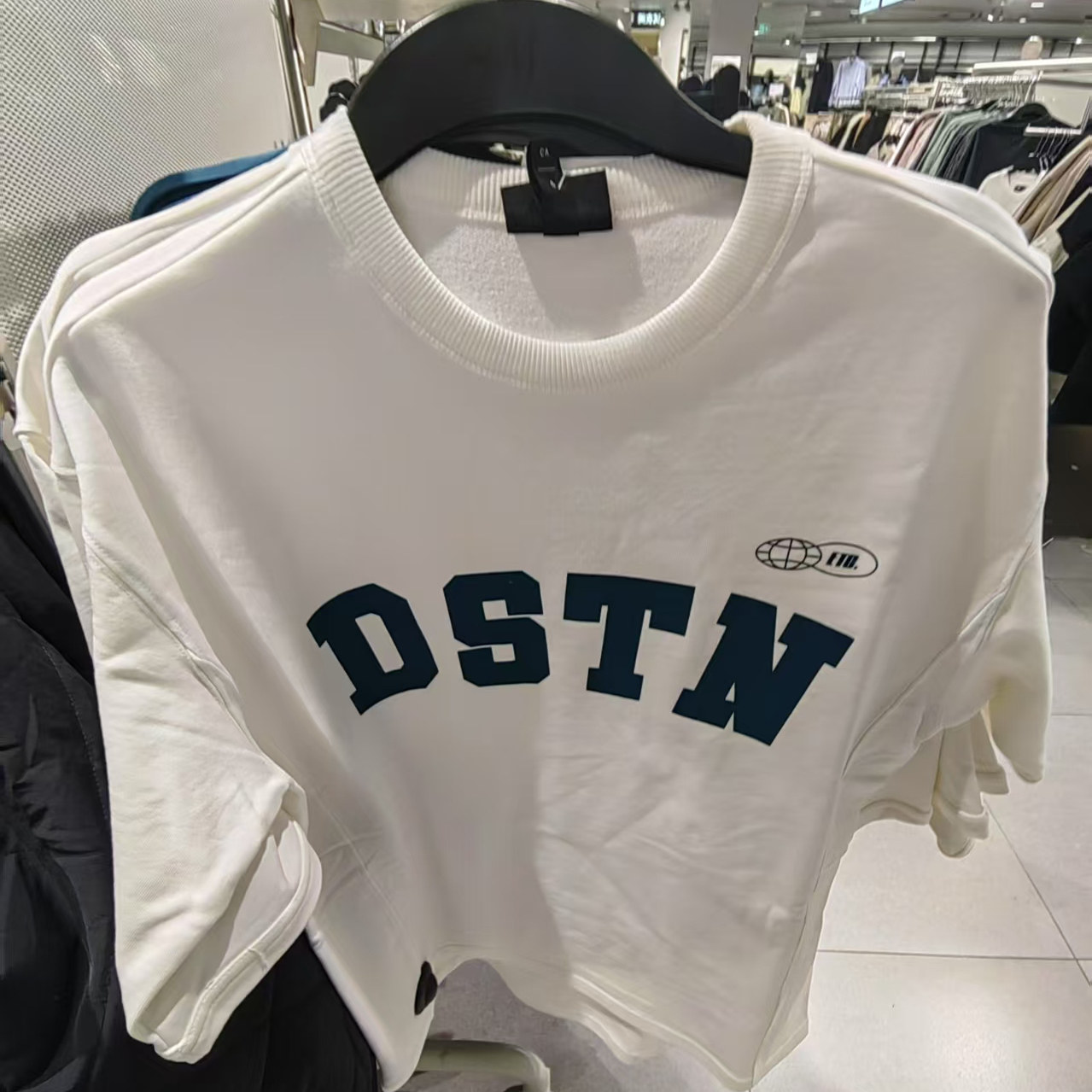 H家男装新款1271799春夏休闲百搭时尚短袖圆领宽版T恤上衣不退换