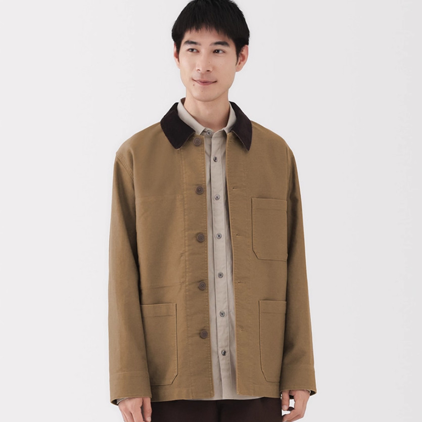 无印良品 MUJI男式木棉混 2025灯芯绒领夹克外套秋季款新外衣男款