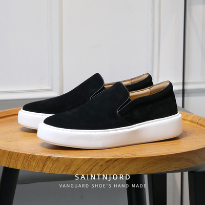 时尚反绒皮男士增高厚底乐福鞋