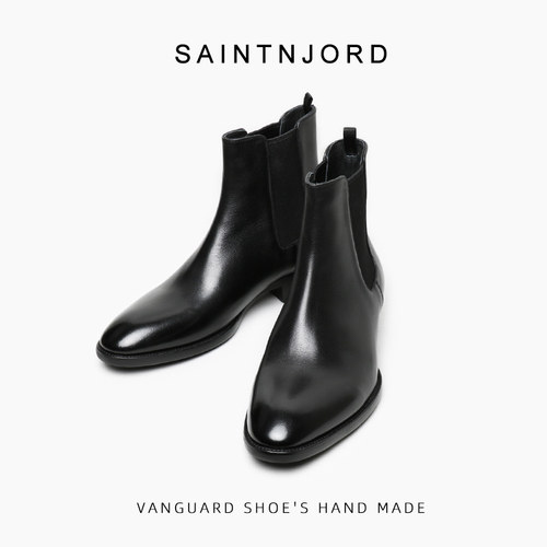 英式尖头男士短靴烟筒靴切尔西靴