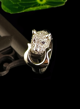 韩国进口经典惹火猎豹锆石戒指