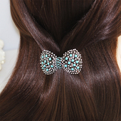 韩国进口Beaumira品牌时尚 蝴蝶结领结水晶发夹边夹刘海夹顶夹BE03