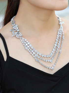 韩国奥地利锆石婚纱晚礼服项链