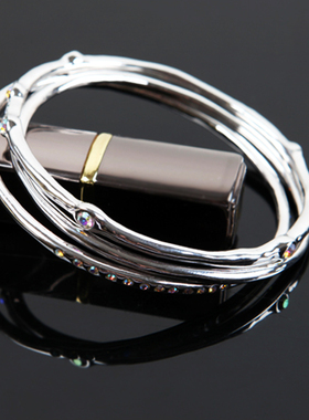 韩国进口简约冷淡风镶钻三圈手镯