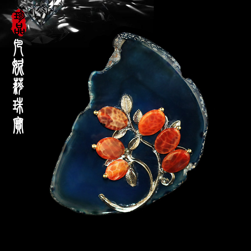 纯手工天然原矿石大衣胸针复古