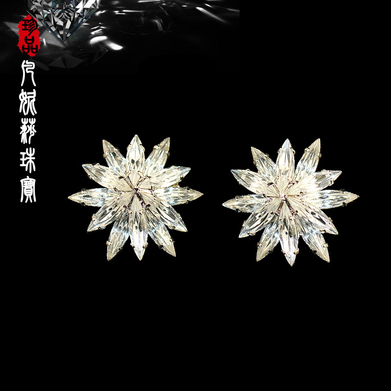 韩国进口优雅双层水晶雪花耳钉