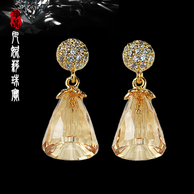 韩国925银针S家水晶风铃耳环