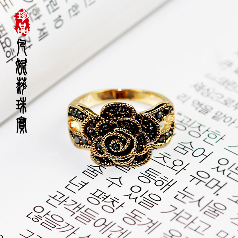 韩国进口优雅小香风山茶花戒指