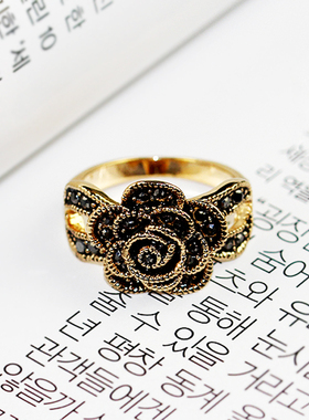 韩国进口优雅小香风山茶花戒指