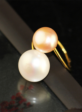 优雅时尚百搭天然蜜蜡珍珠戒指