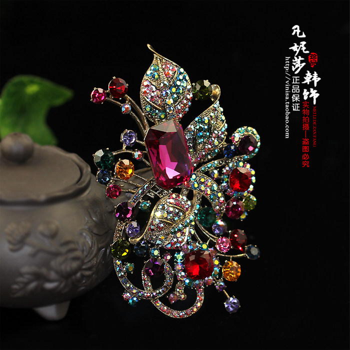 凡妮莎韩国进口精致优雅夸张枝蔓水晶满钻大衣风衣胸针胸花女 I07