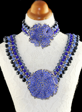 夸张夏威夷风情手工花朵晚装套装