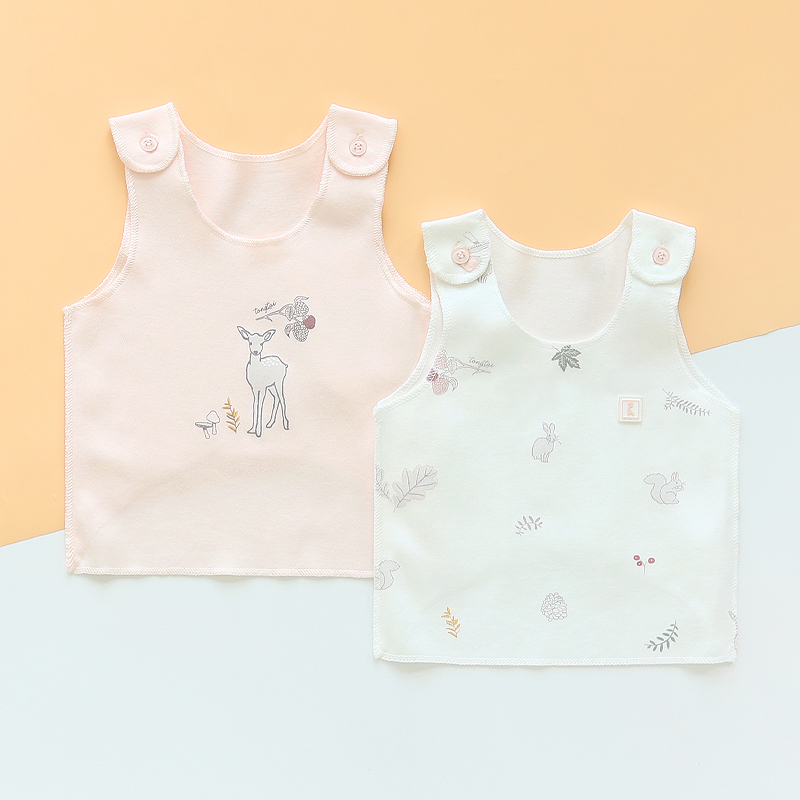 初生婴儿春秋款纯棉吊带无袖护肚