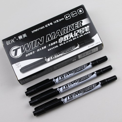 晨光赛美油性小双头记号笔V7403