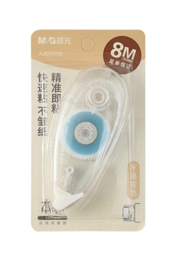 晨光文具本味点状双面胶6mm学生点点胶8米蓝色带芯透明壳AJD74702