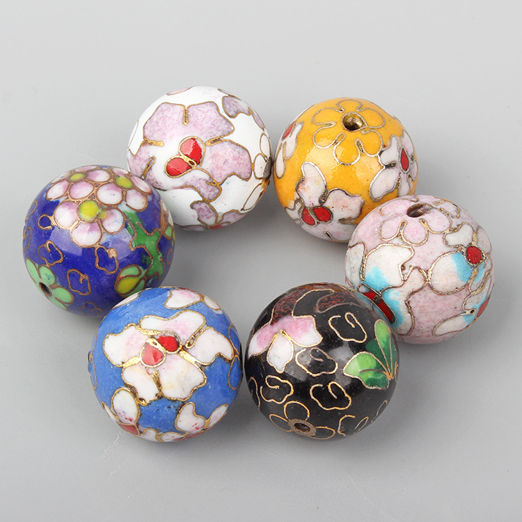 极速正宗老北京景泰蓝老货磨光珠子铜胎掐丝珐琅散珠diUy配件6-30