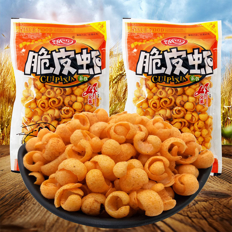童年休闲膨化脆皮虾拍30袋包邮图片