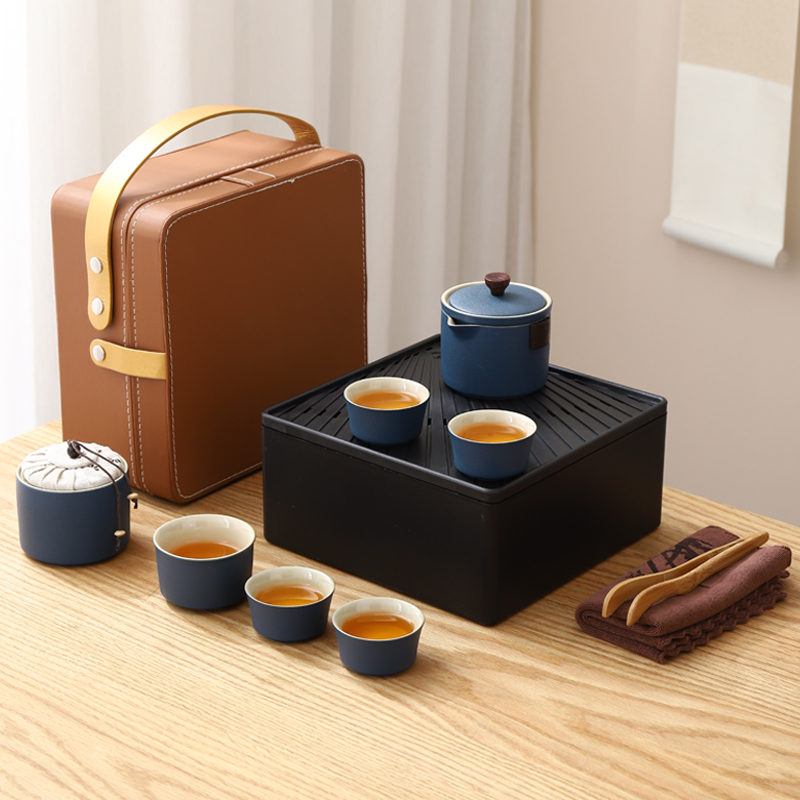 2023新款便携式旅行茶具套装户外功夫茶壶泡茶办公简约快客杯茶盘