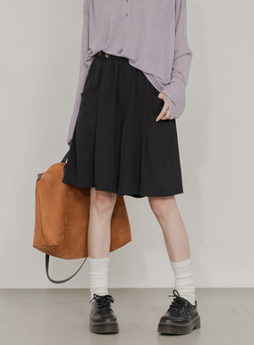 阔腿五分裤松紧高腰显瘦休闲舒适百搭垂感柔软春夏街潮薄款裙裤