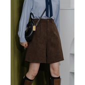 直筒显瘦五分裤 灯芯绒休闲短裤 女宽松百搭中裤 条绒外穿靴裤