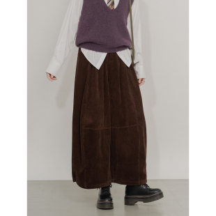 脚抽绳宽松百搭复古休闲灯笼长裤 灯芯绒阔腿九分裤 女松紧高腰裤