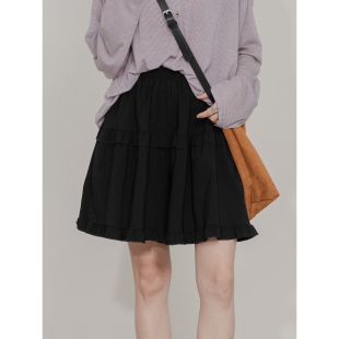 花边阔腿短裤 女松紧高腰木耳边宽松显瘦甜美层次感蛋糕休闲短裙裤