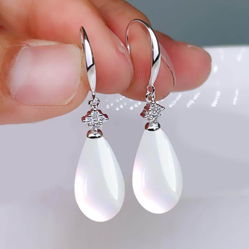 天然东陵玉S925纯银耳环时尚简约大气耳坠不过敏耳饰品2025年新款,饰品/流行首饰/时尚饰品新,银饰耳饰,淘宝优惠券,粉丝福利购,淘宝优惠卷