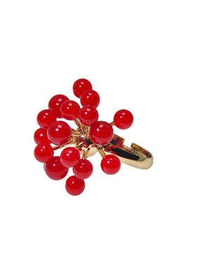 日韩版时尚个性红色花朵戒指女指环饰品