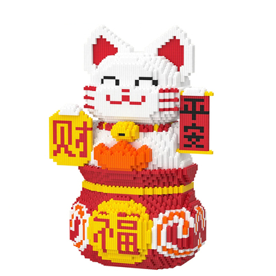 42CM福袋招财猫苹果马年积木串联颗粒立体拼搭居家摆件玩具礼物