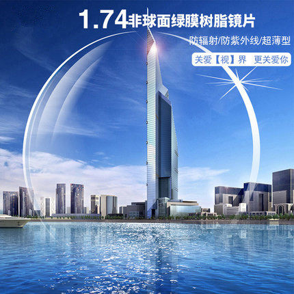1.74超薄非球面专业高度数近视抗疲劳镜片高清树脂可配900-1500度
