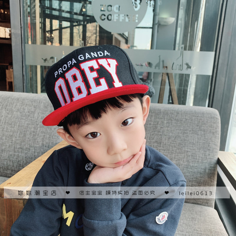 韩国儿童平沿帽男女童休闲遮阳帽太阳帽小孩帽子宝宝棒球帽可调节