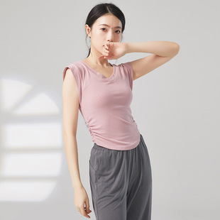 艺考演出上衣 显瘦现代舞蹈生形体训练功服装 共妍成人无袖 V领修身