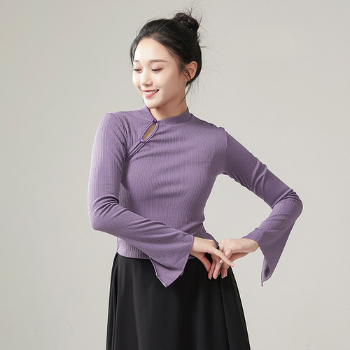 共妍旗袍立领古典舞喇叭袖练功服