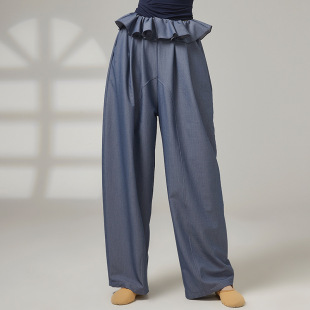 共妍荷叶花苞腰边宽松古典现代舞蹈生艺考演出练功服阔腿弯刀长裤