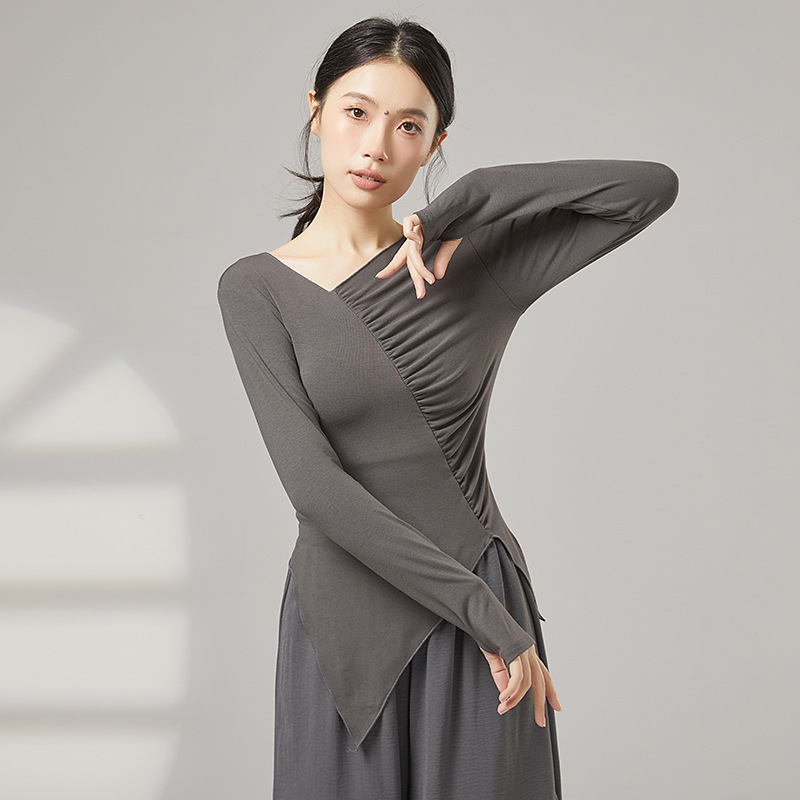 共妍长袖现代舞捏皱显瘦练功服