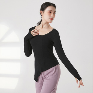 共妍长袖古典现代舞蹈生形体基本功训练功服修身不规则下摆上衣女