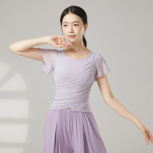 共妍网纱拼接短袖现代舞练功服