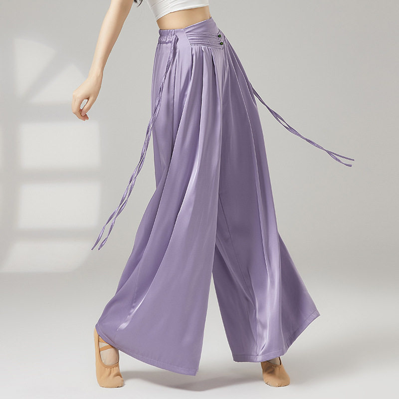 共妍高腰飘逸古典现代舞蹈生艺考演出练功服宽松缎面阔腿舞蹈长裤,运动/瑜伽/健身/球迷用品,现代舞服装,淘宝优惠券,粉丝福利购,淘宝优惠卷