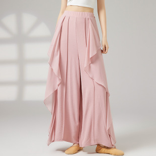 共妍新款 荷叶边古典现代舞蹈生艺考演出练功服飘逸雪纺拼接阔腿裤