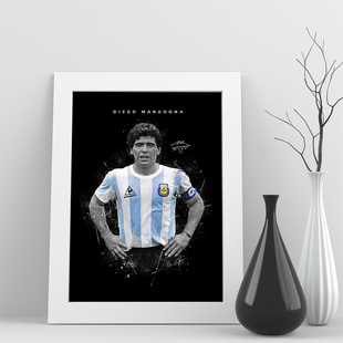 05相框阿根廷马拉多纳世界杯照片迷实木足球装饰墙摆件挂maradona