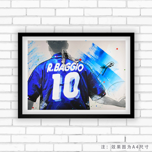 08相框巴乔意大利1994世界杯背影实木照片球迷足球装饰墙桌摆件画