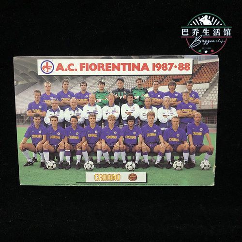 佛罗伦萨1987全家福1988官方明信片白卡6寸尺寸fiorentina巴乔