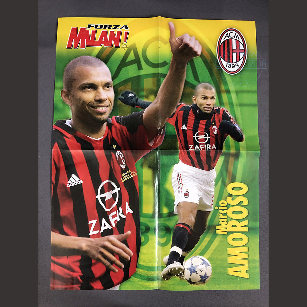 ac米兰官方原版海报 forza milan队刊意甲足球 阿莫鲁索