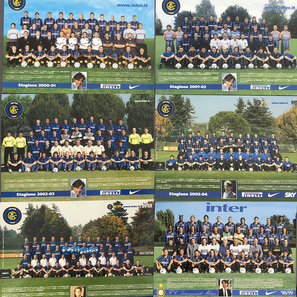 国际米兰全家福官方明信片官卡白球星卡足球罗纳尔多萨内蒂巴乔