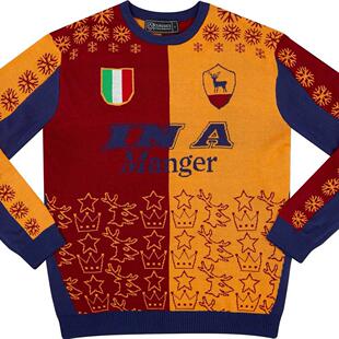 毛衣针织衫圣诞节礼物足球迷意甲cfs非球衣as roma罗马托蒂totti