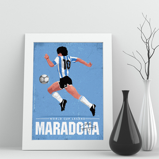 04相框阿根廷马拉多纳世界杯照片迷实木足球装饰墙摆件挂传奇签名