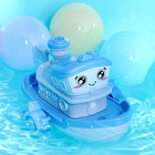 宝宝洗澡玩具儿童浴室戏水轮船浴盆游泳发条小船澡盆漂浮水上玩具