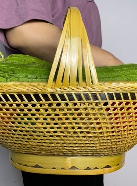 精品竹编篮菜篮手提篮与竹相伴